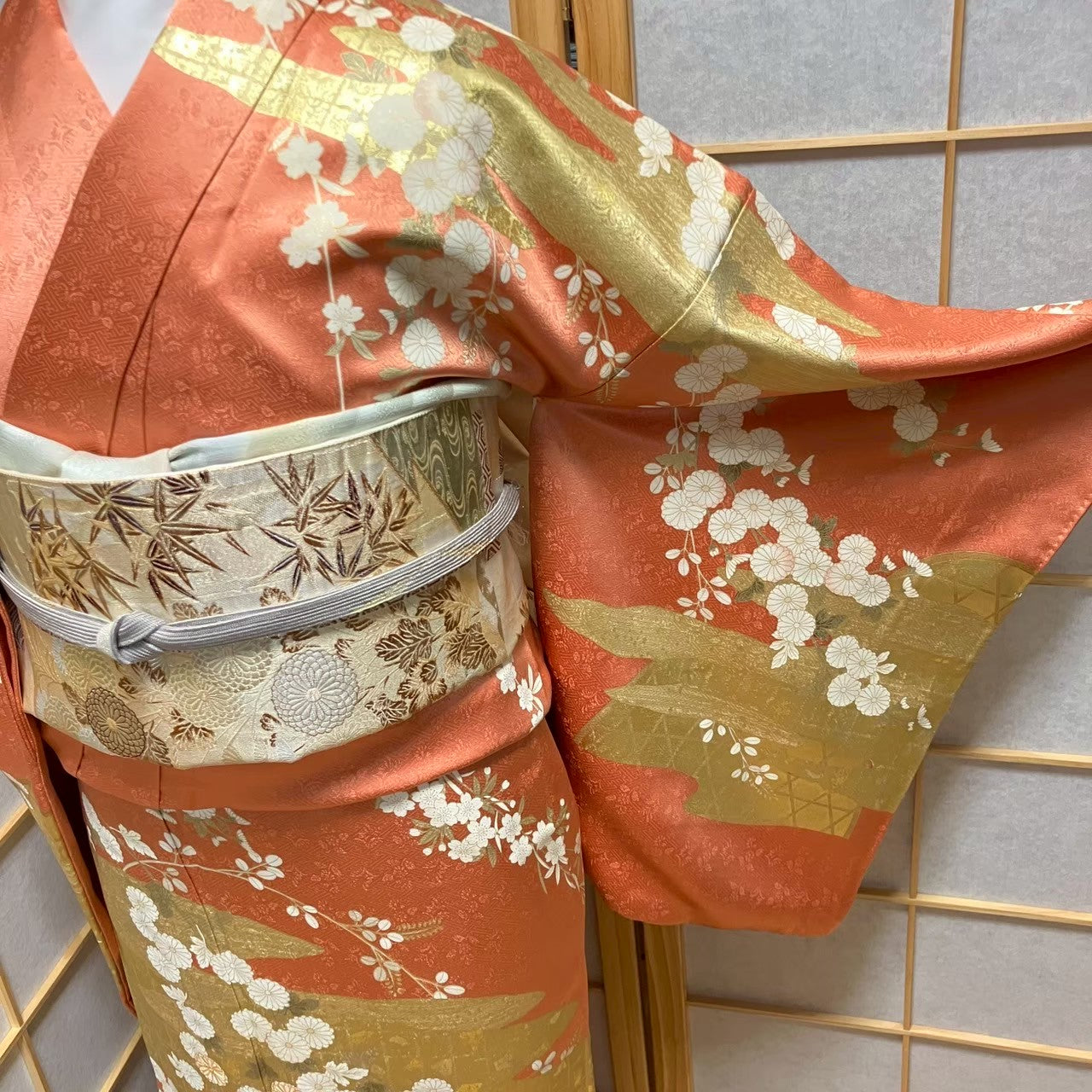 6106# Japanese Kimono Vintage Womens Silk Fabric Robe Kimono only sold