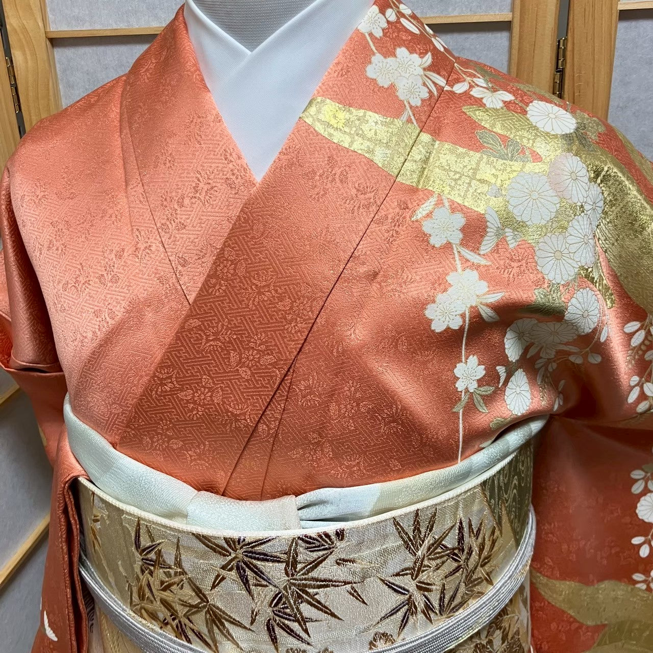 6106# Japanese Kimono Vintage Womens Silk Fabric Robe Kimono only sold