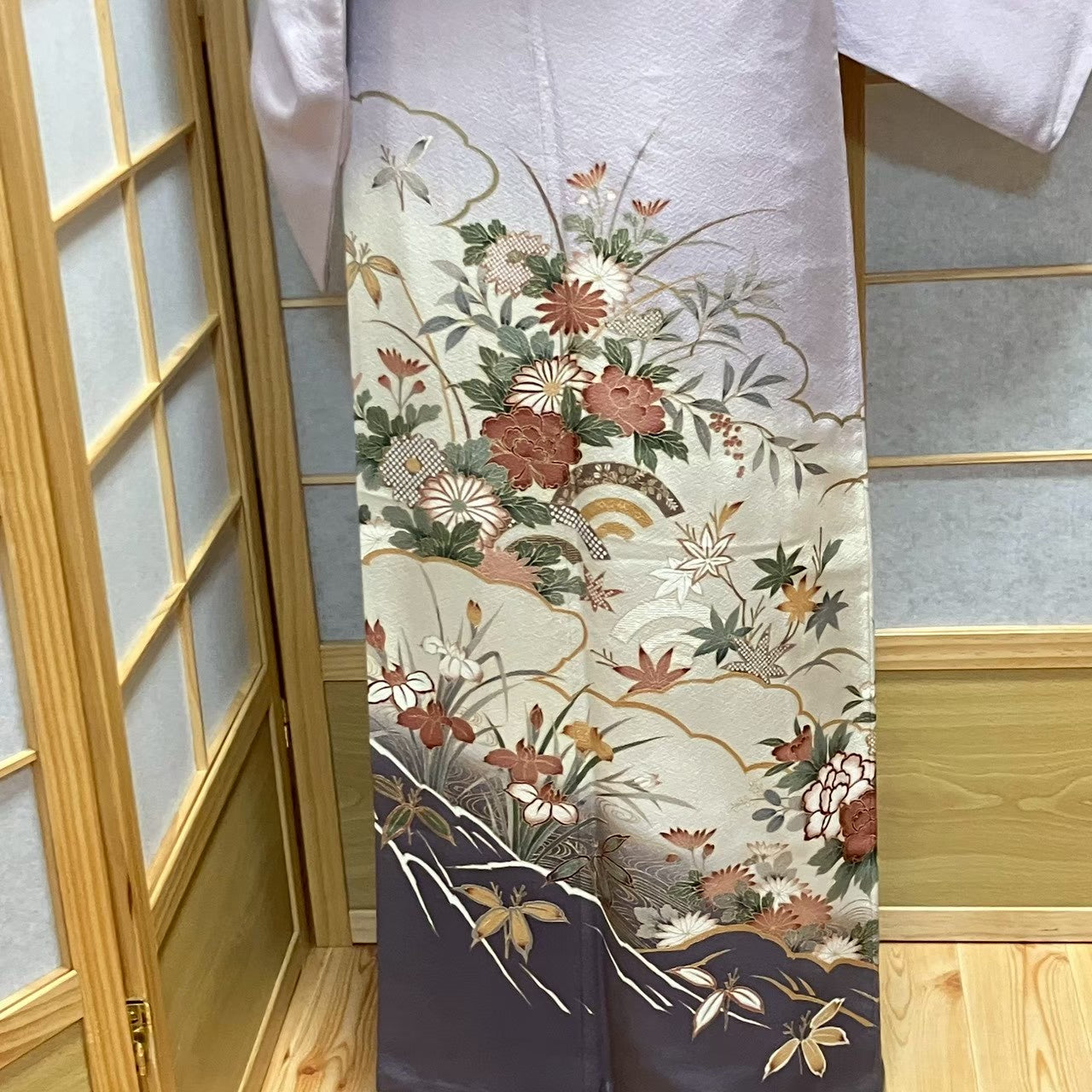 6125# Japanese Tomesode Kimono Vintage Womens Silk Fabric Robe Kimono only sold