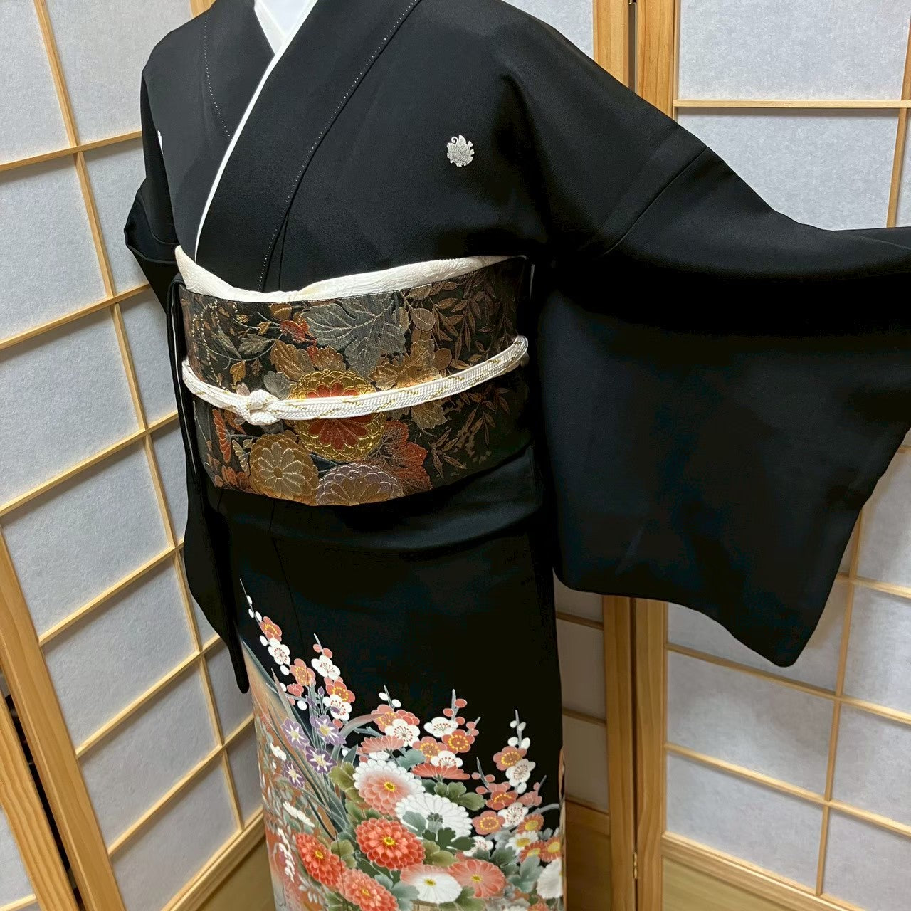 6127# Japanese Tomesode Kimono Vintage Womens Silk Fabric Robe Kimono only sold