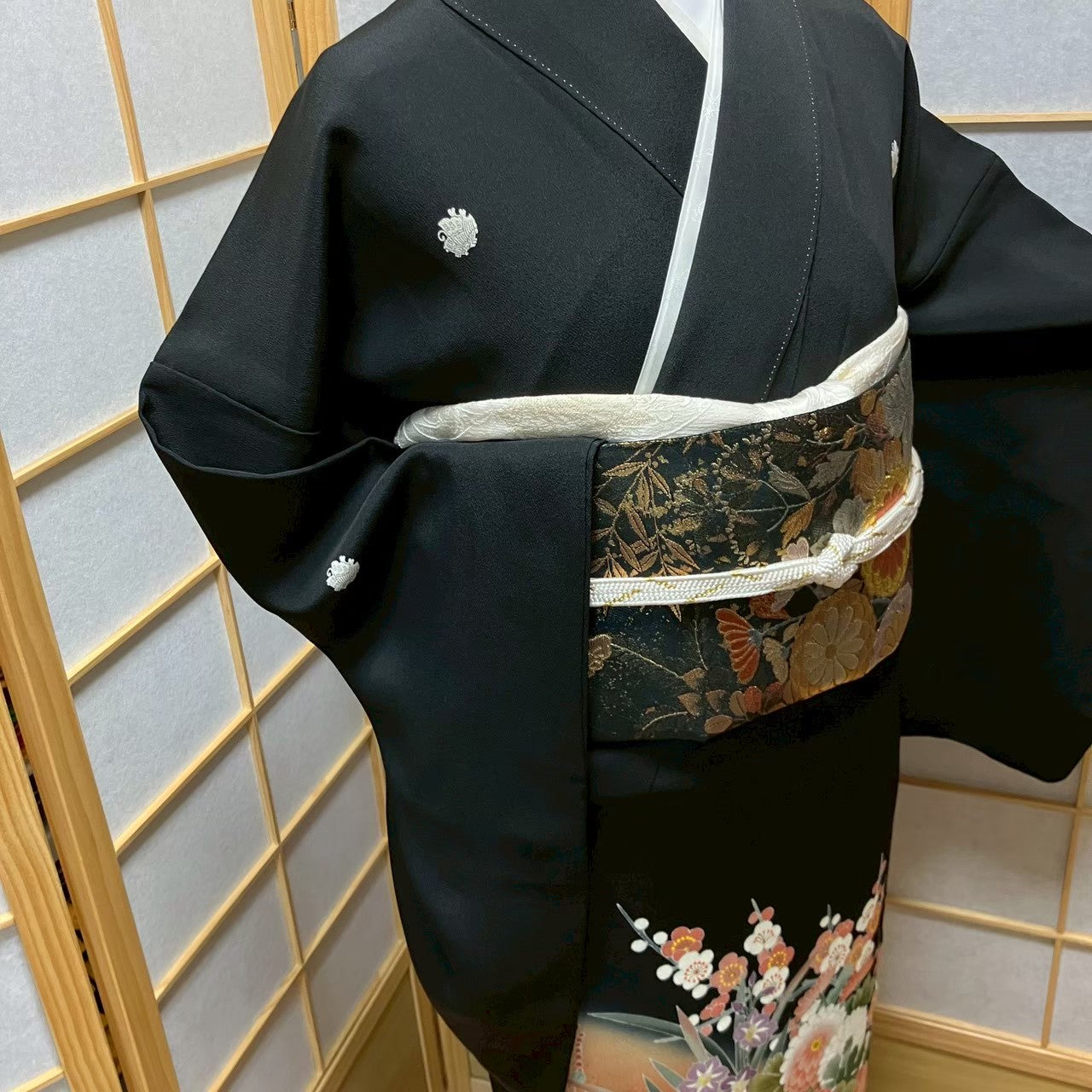 6127# Japanese Tomesode Kimono Vintage Womens Silk Fabric Robe Kimono only sold