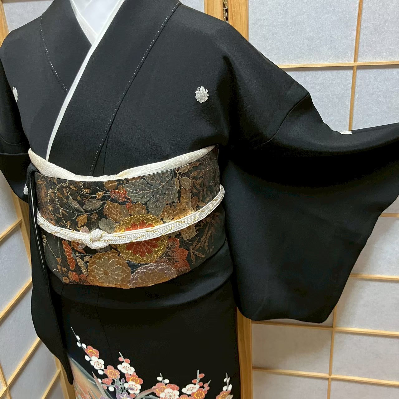 6127# Japanese Tomesode Kimono Vintage Womens Silk Fabric Robe Kimono only sold