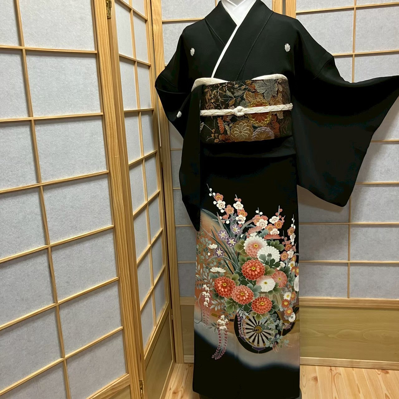 6127# Japanese Tomesode Kimono Vintage Womens Silk Fabric Robe Kimono only sold