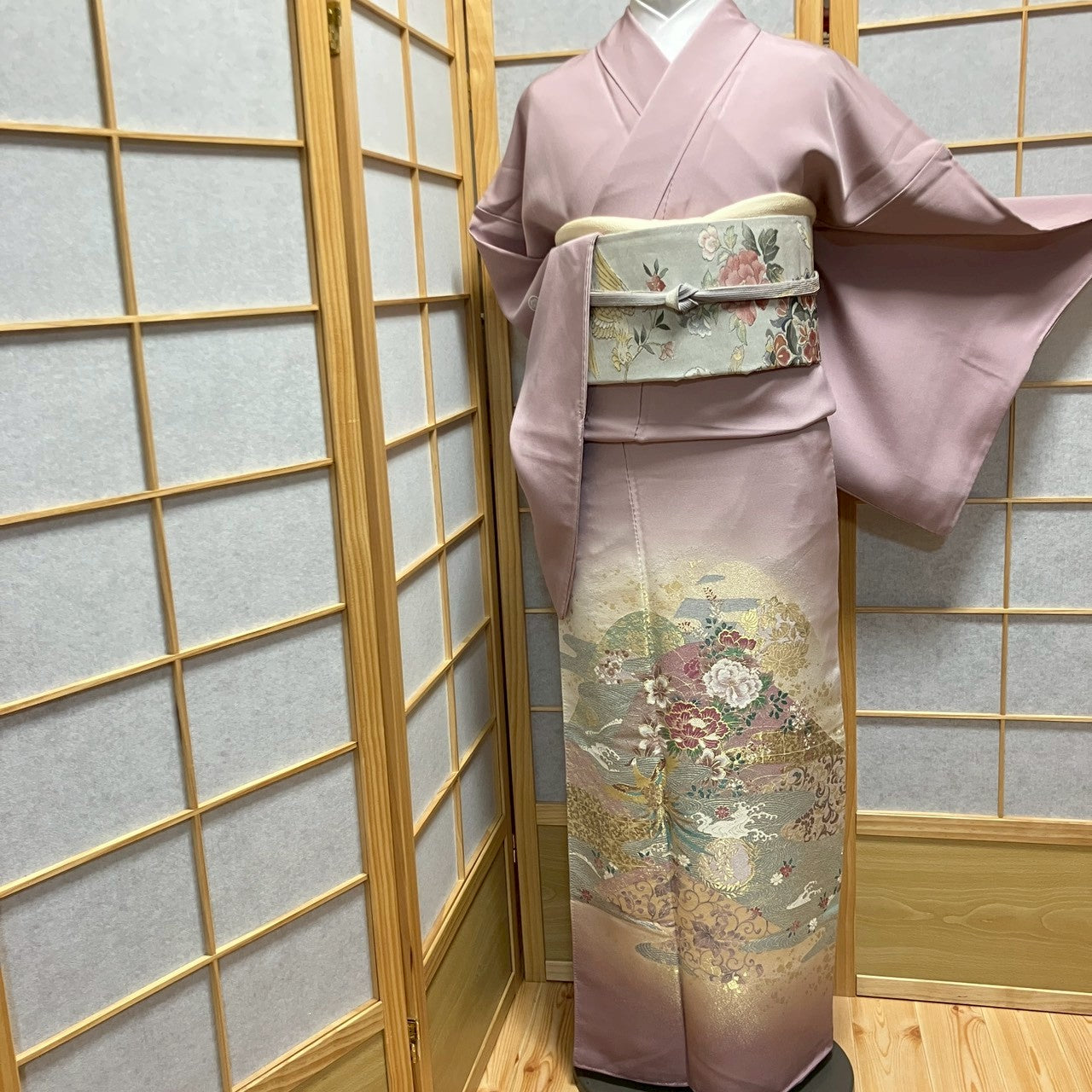 6128# Japanese Tomesode Kimono Vintage Womens Silk Fabric Robe Kimono only sold