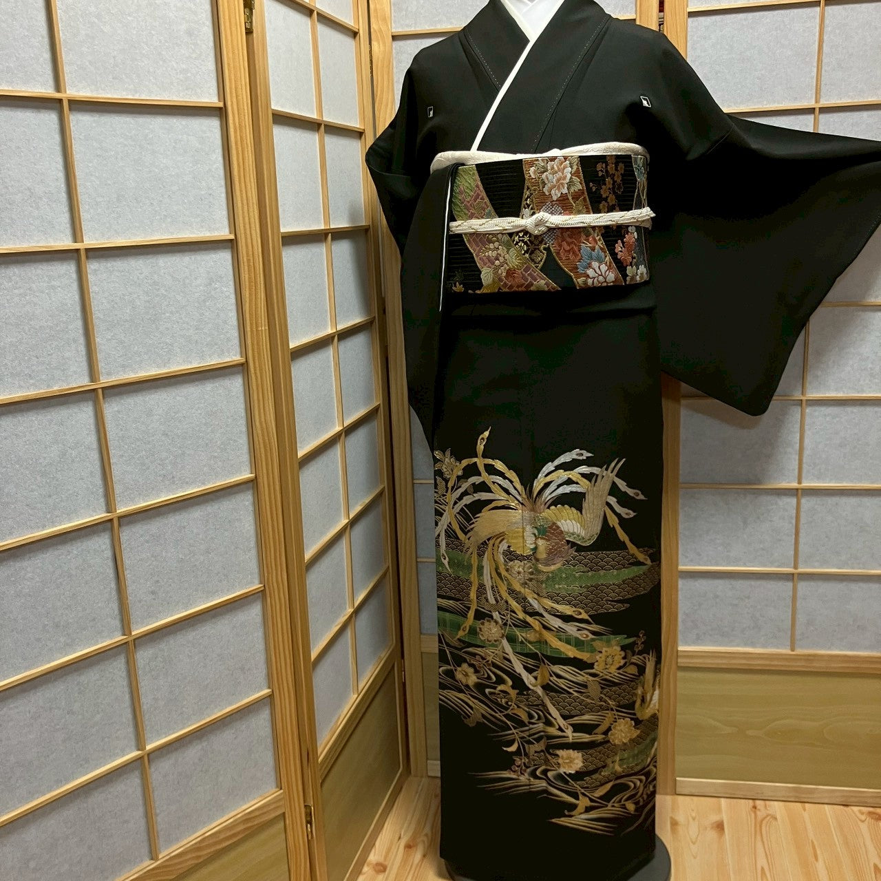 6130# Japanese Tomesode Kimono Vintage Womens Silk Fabric Robe Kimono only sold