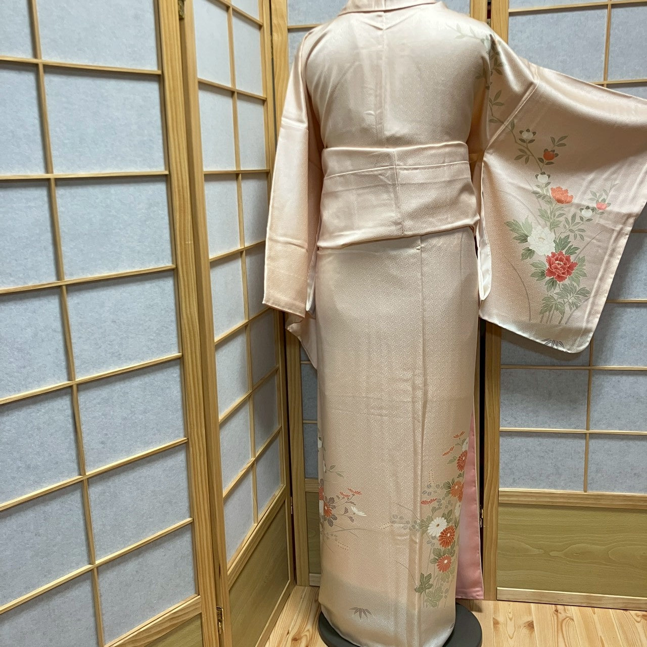 6131# Japanese Kimono Vintage Womens Silk Fabric Robe Kimono only sold Unused