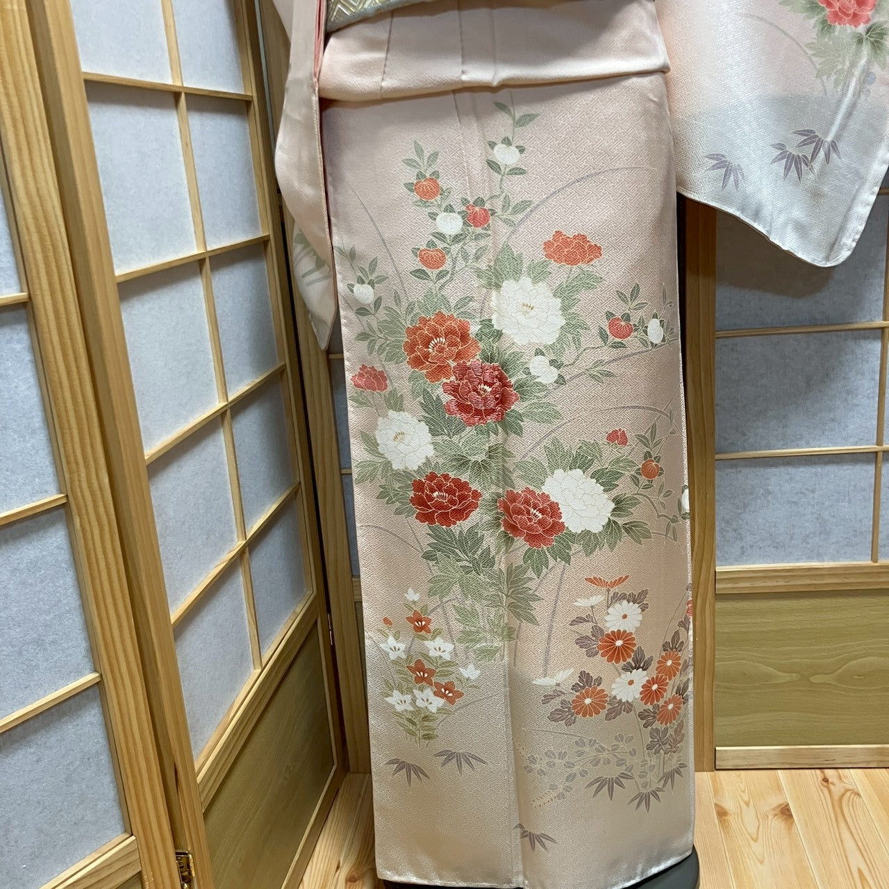 6131# Japanese Kimono Vintage Womens Silk Fabric Robe Kimono only sold Unused
