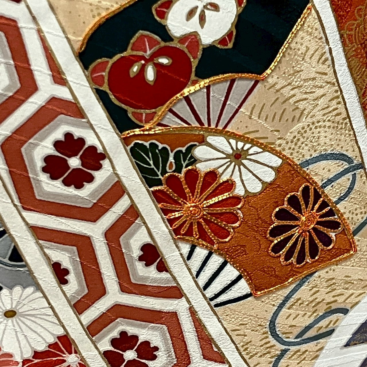 6140# Japanese Vintage Furisode Kimono Obi Obijime Obiage 4-Piece Set Silk Robe