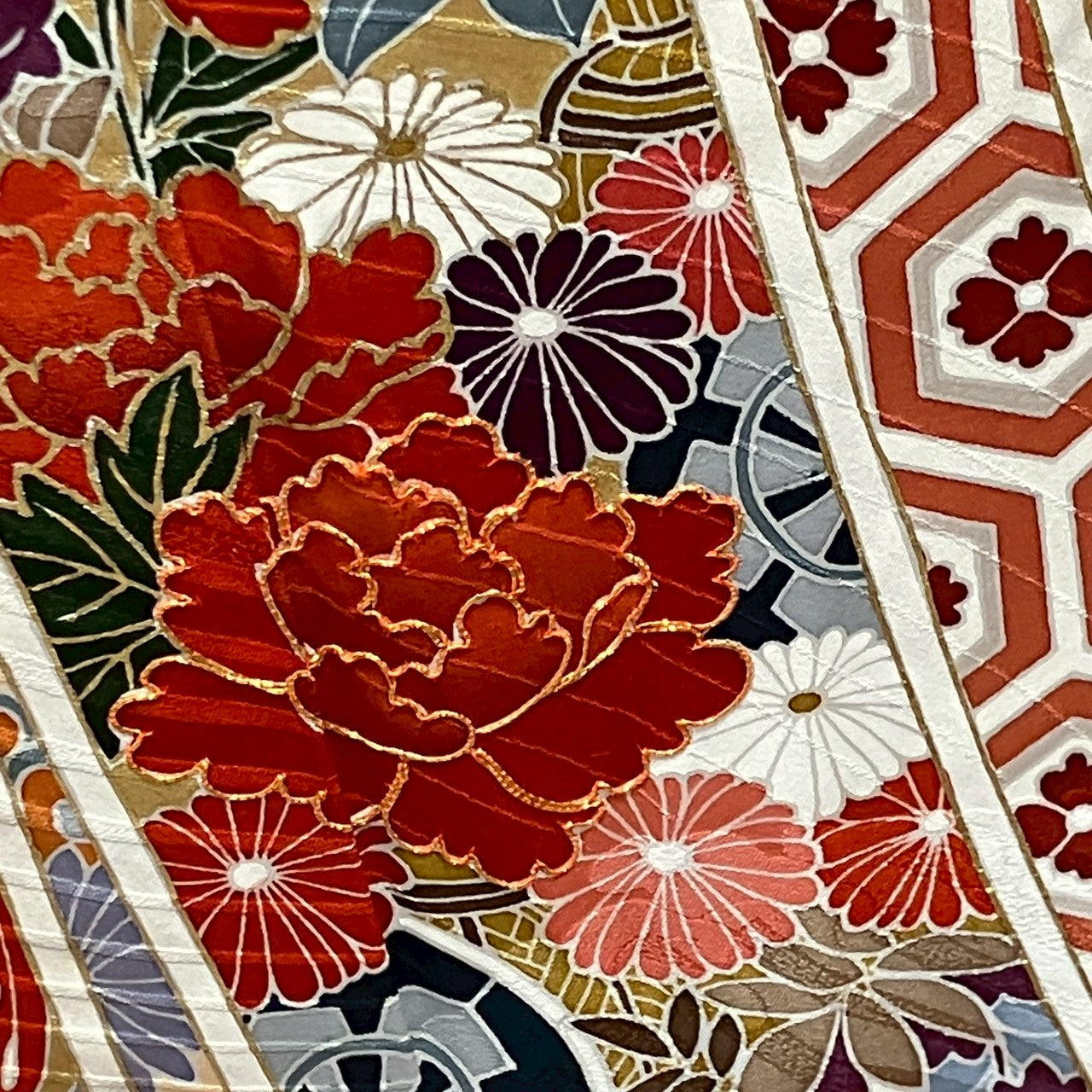 6140# Japanese Vintage Furisode Kimono Obi Obijime Obiage 4-Piece Set Silk Robe