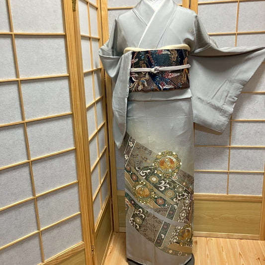 6174# Japanese Tomesode Kimono Vintage Womens Silk Fabric Robe Kimono only sold