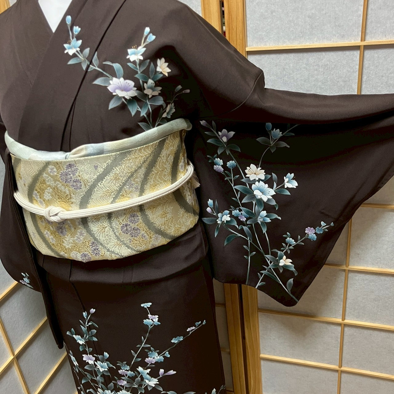 6179# Japanese Kimono Vintage Womens Silk Fabric Robe Kimono only sold
