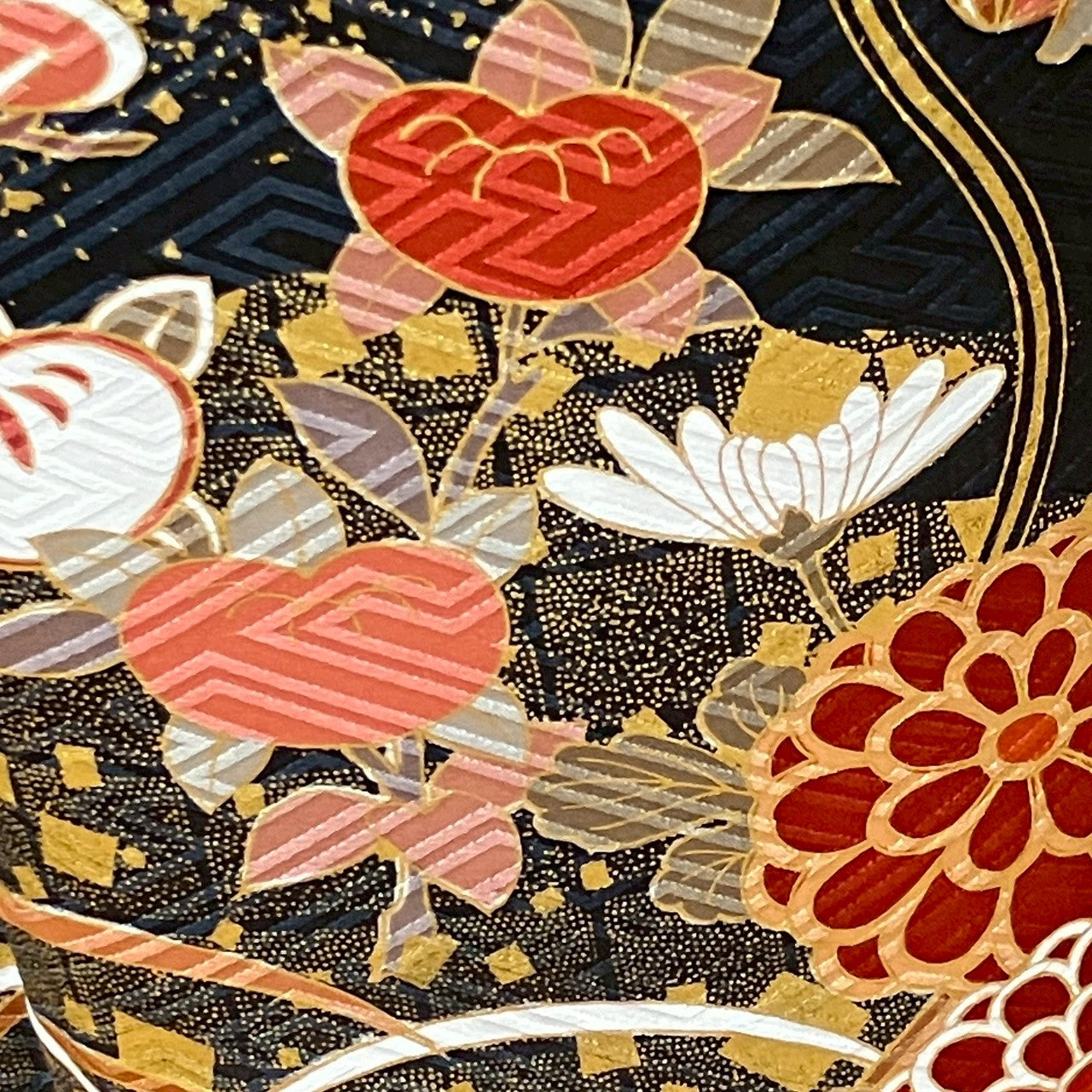 6169# Japanese Vintage Furisode Kimono Obi Obijime Obiage 4-Piece Set Silk Robe