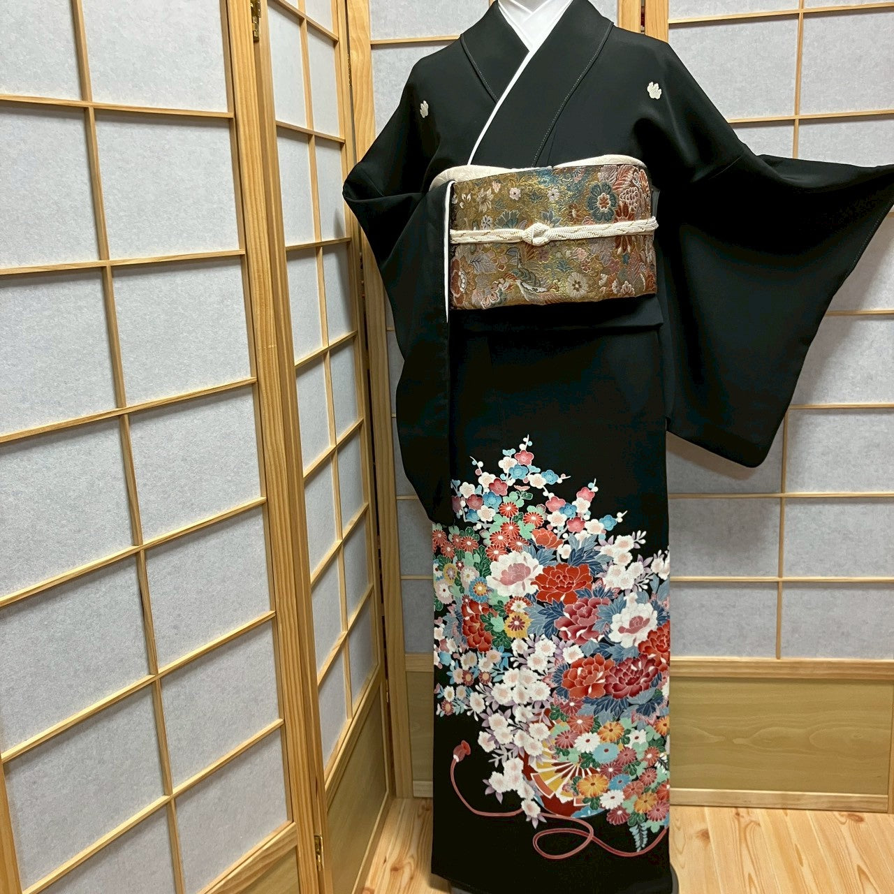 6434# Japanese Tomesode Kimono Vintage Womens Silk Fabric Robe Kimono only sold
