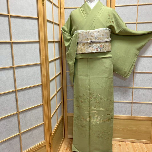 6122# Japanese Kimono Vintage Womens Silk Fabric Robe Kimono only sold