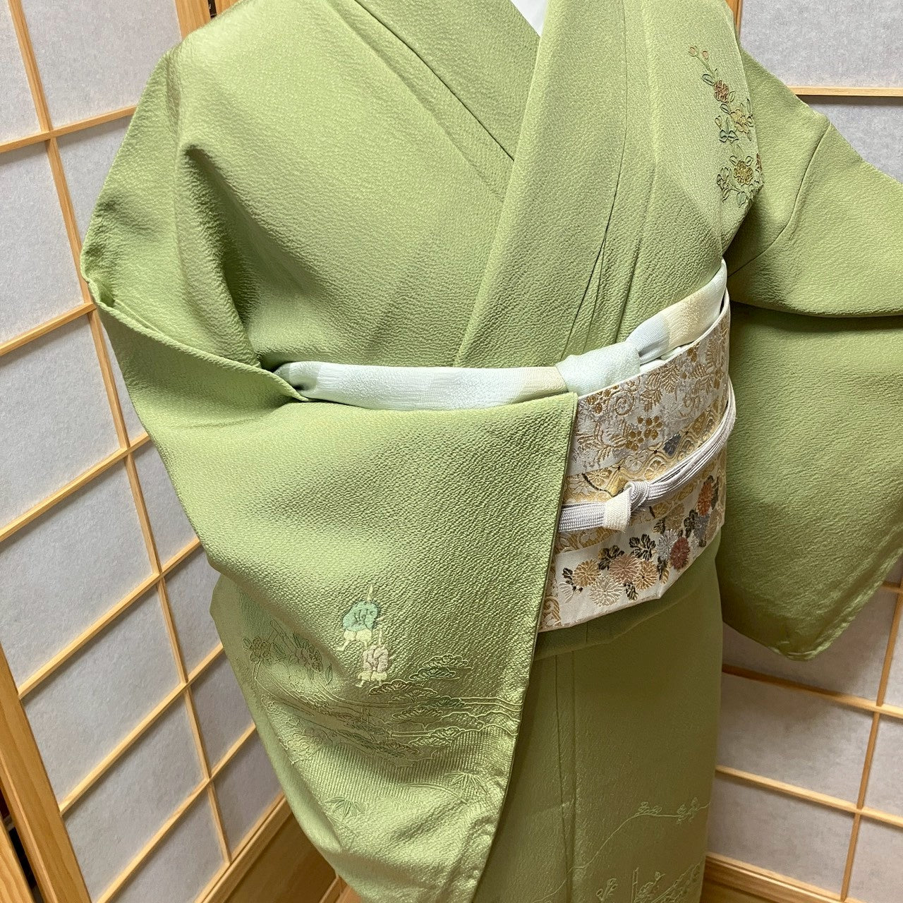 6122# Japanese Kimono Vintage Womens Silk Fabric Robe Kimono only sold