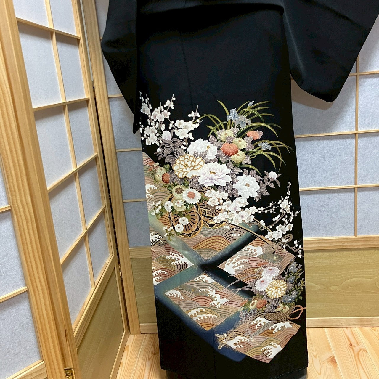 6812# Japanese Tomesode Kimono Vintage Womens Silk Fabric Robe Kimono only sold