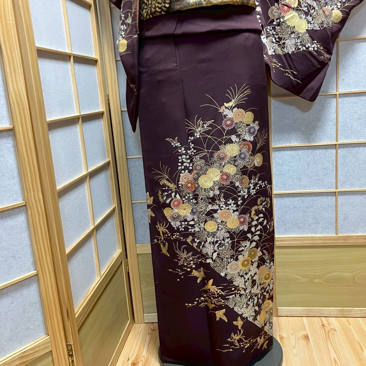 7102# Japanese Kimono Vintage Womens Silk Fabric Robe Kimono only sold
