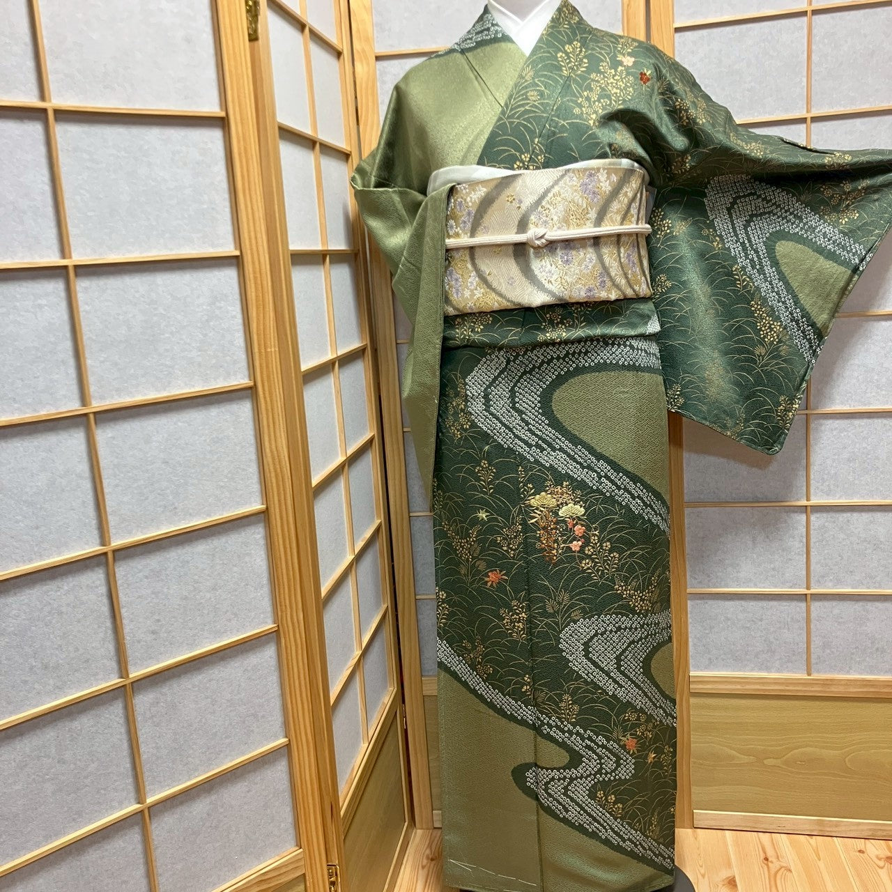 6770# Japanese Kimono Vintage Womens Silk Fabric Robe Kimono only sold Shibori