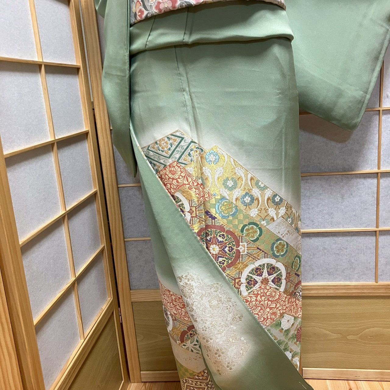 6749# Japanese Tomesode Kimono Vintage Womens Silk Fabric Robe Kimono only sold