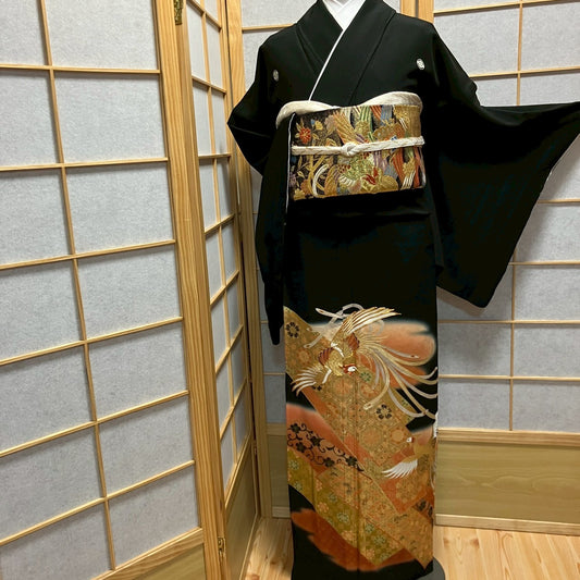 6778# Japanese Tomesode Kimono Vintage Womens Silk Fabric Robe Kimono only sold