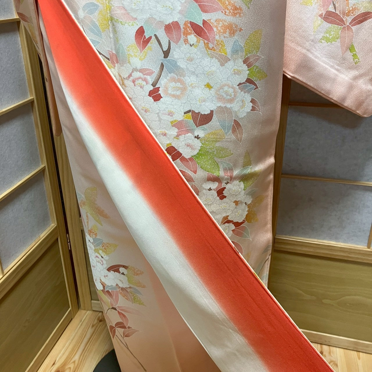 6794# Japanese Kimono Vintage Womens Silk Fabric Robe Kimono only sold Pink