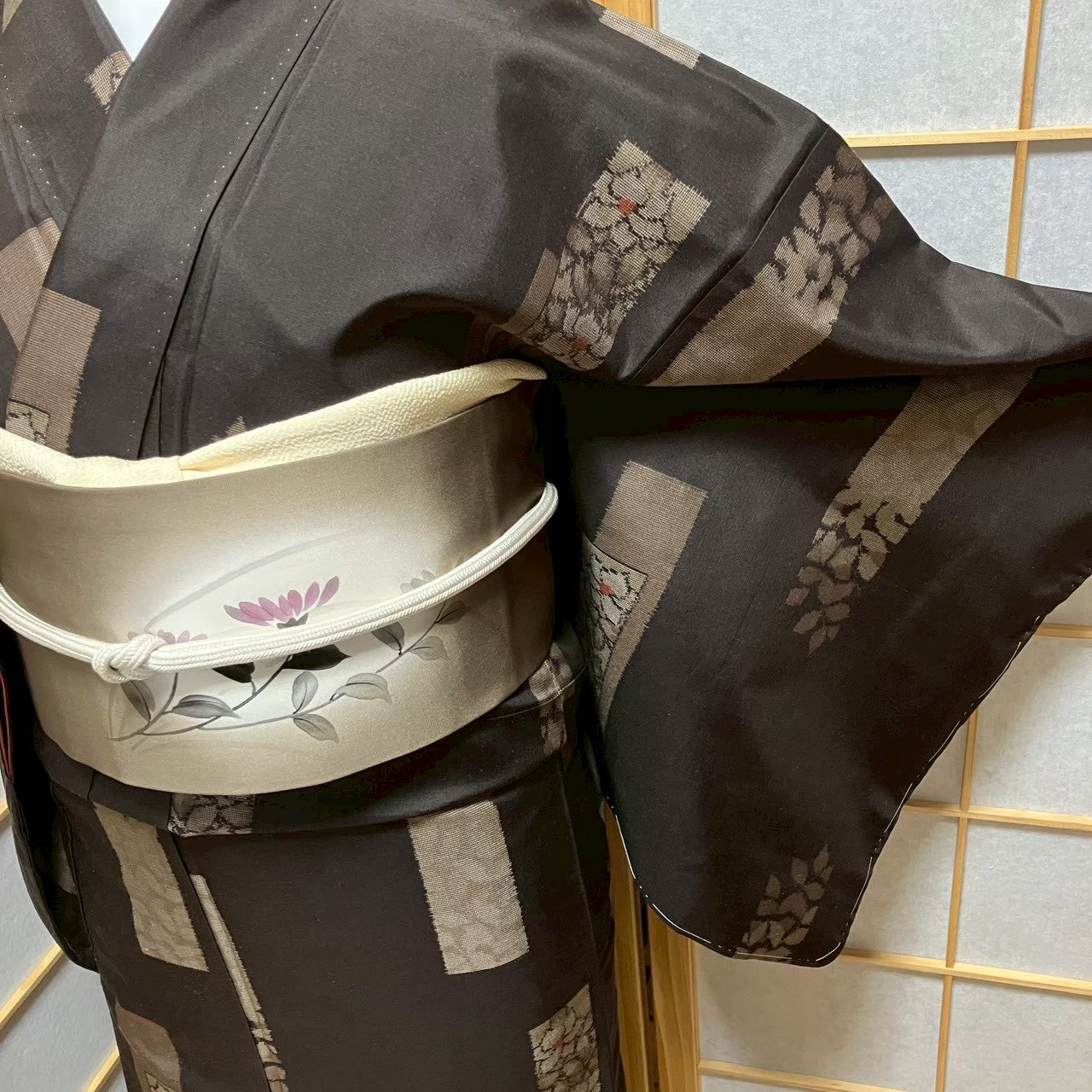 7165# Japanese Kimono Vintage Womens Silk Pongee Fabric Robe Kimono only sold