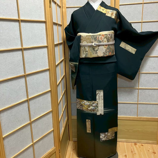 7170# Japanese Kimono Vintage Womens Silk Fabric Robe Kimono only sold