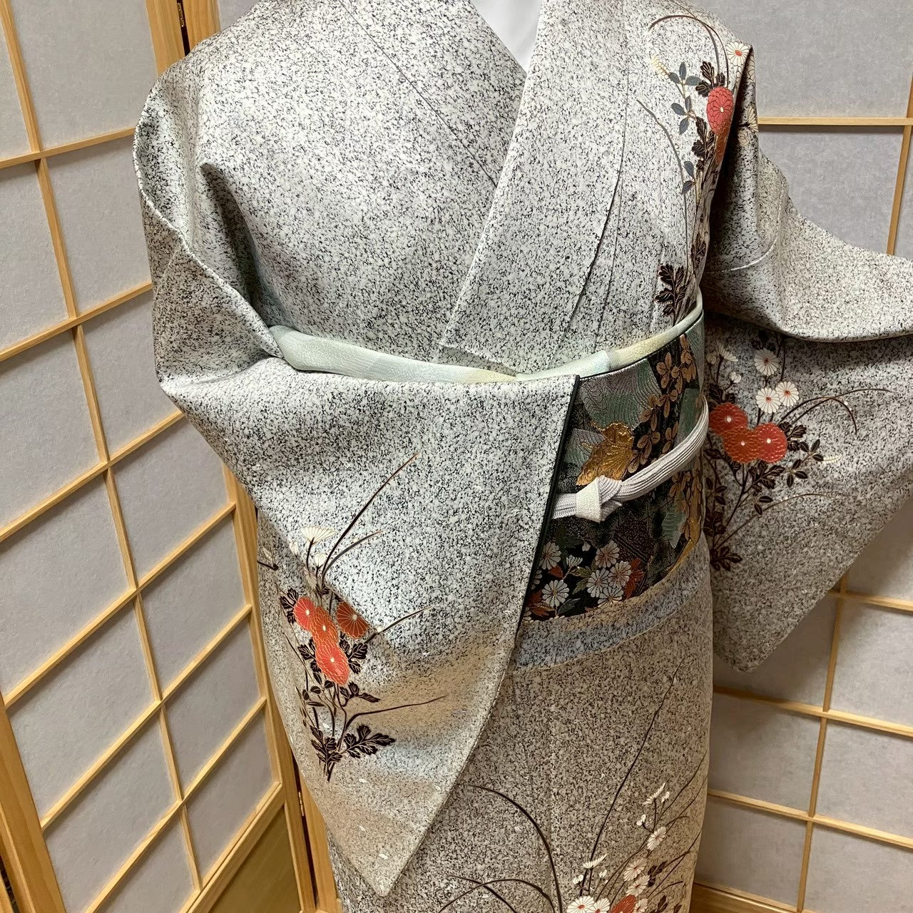 7171# Japanese Kimono Vintage Womens Silk Fabric Robe Kimono only sold