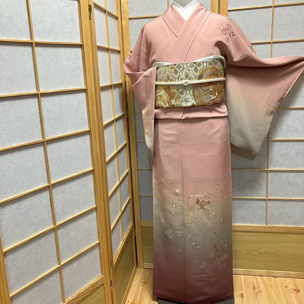 7172# Japanese Kimono Vintage Womens Silk Fabric Robe Kimono only sold