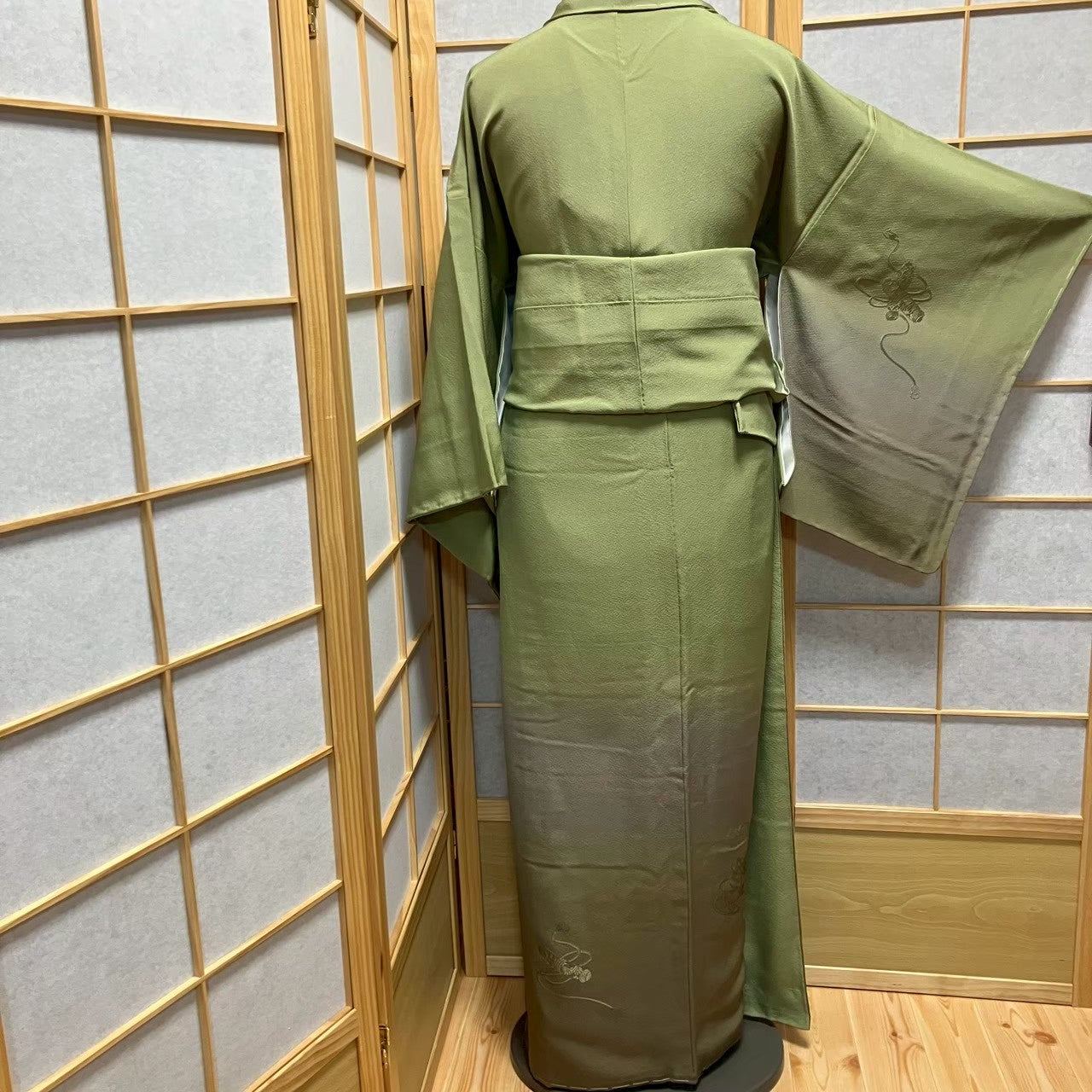 7173# Japanese Kimono Vintage Womens Silk Fabric Robe Kimono only sold Unused