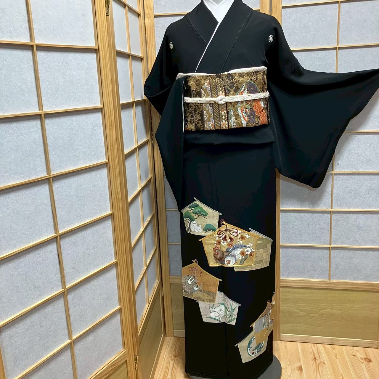 7174# Japanese Tomesode Kimono Vintage Womens Silk Fabric Robe Kimono only sold