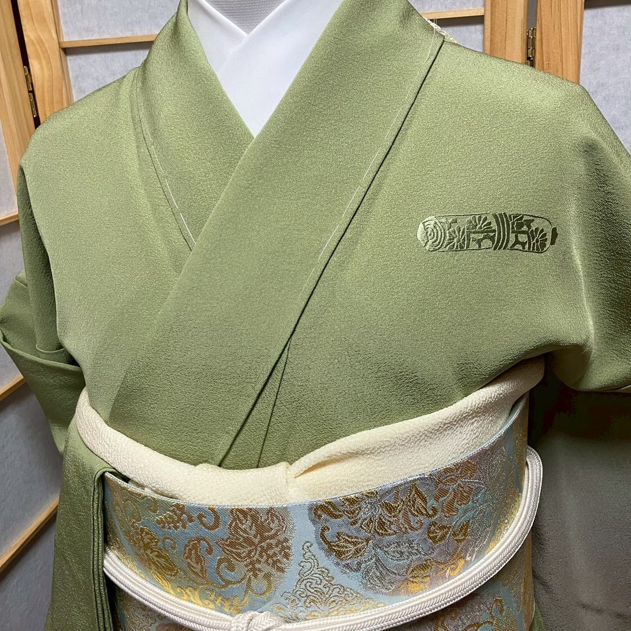 7173# Japanese Kimono Vintage Womens Silk Fabric Robe Kimono only sold Unused