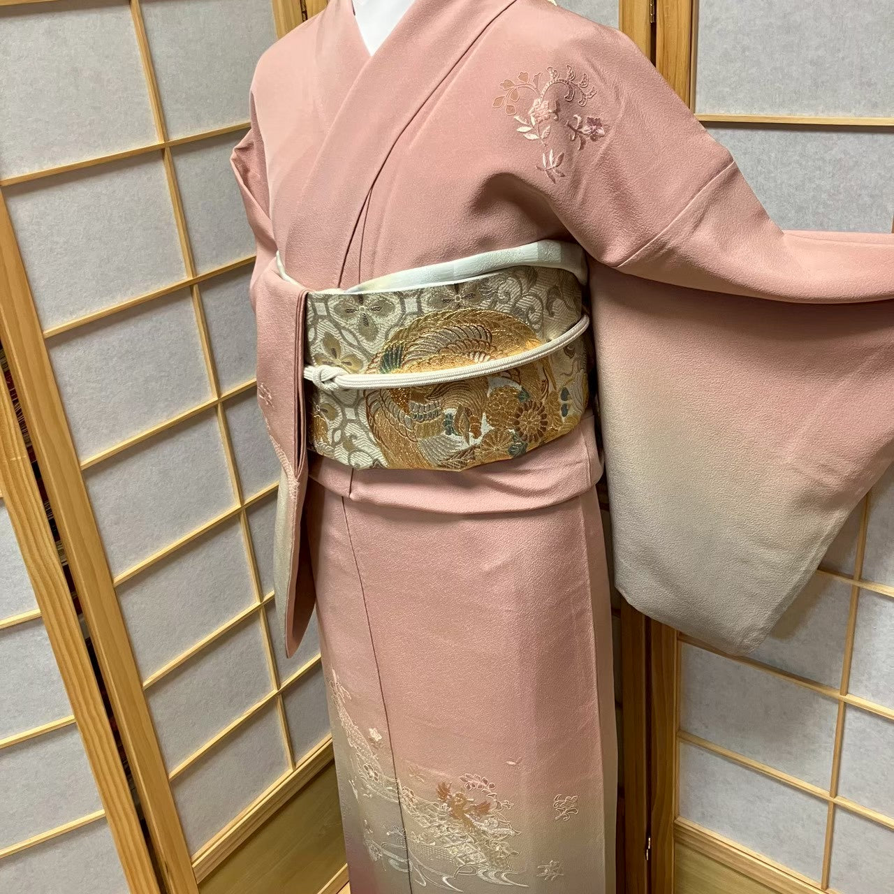 7172# Japanese Kimono Vintage Womens Silk Fabric Robe Kimono only sold