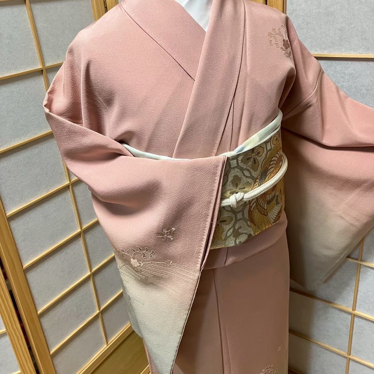 7172# Japanese Kimono Vintage Womens Silk Fabric Robe Kimono only sold