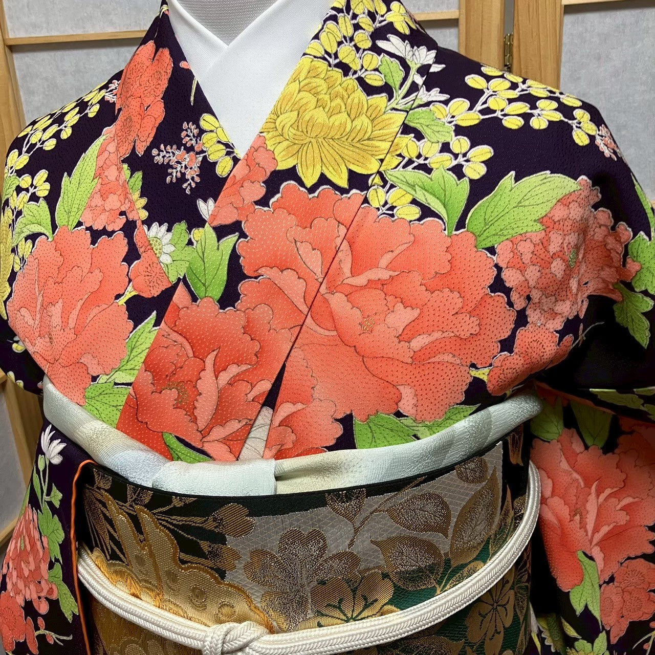 7176# Japanese Kimono Vintage Womens Silk Fabric Robe Kimono only sold
