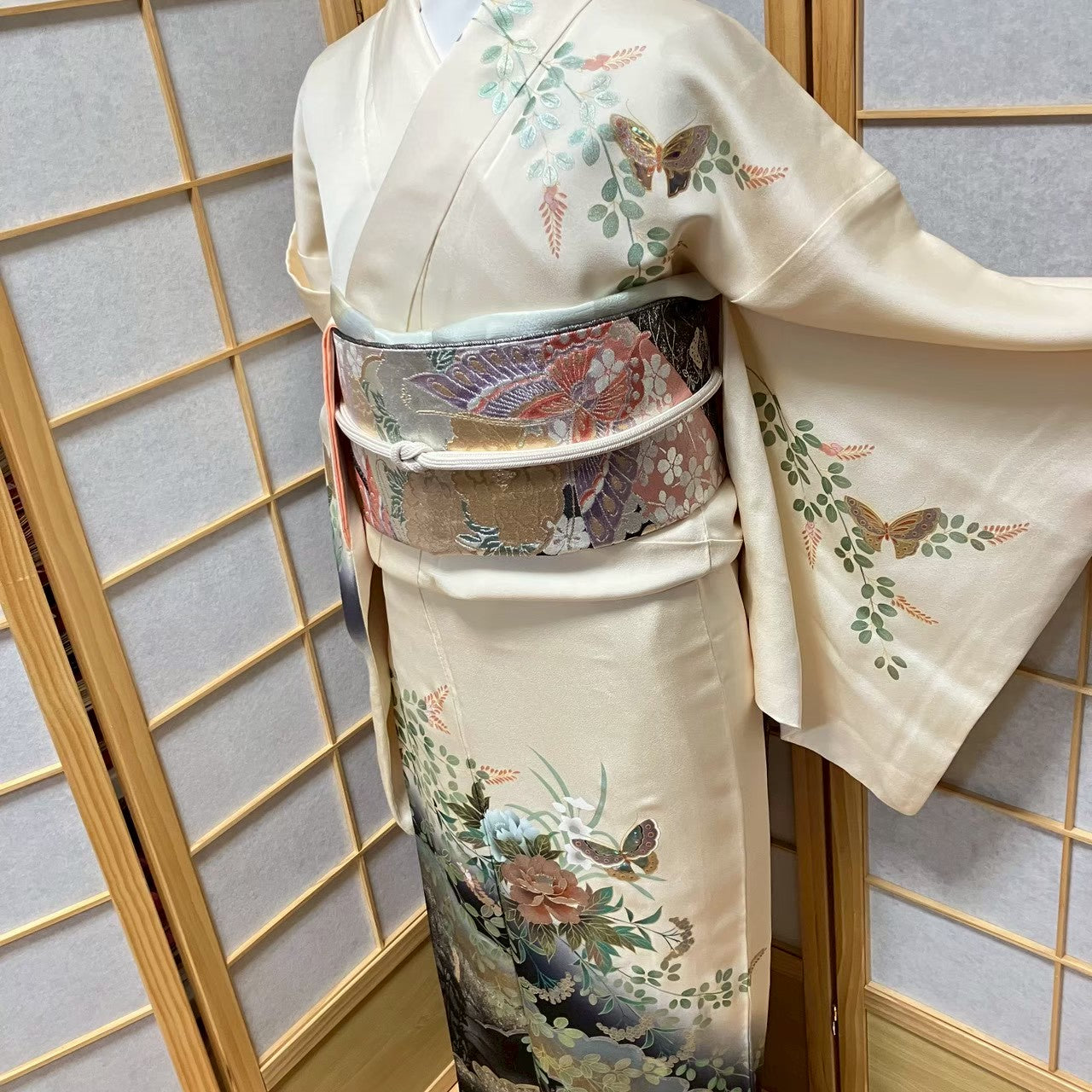 7177# Japanese Kimono Vintage Womens Silk Fabric Robe Kimono only sold
