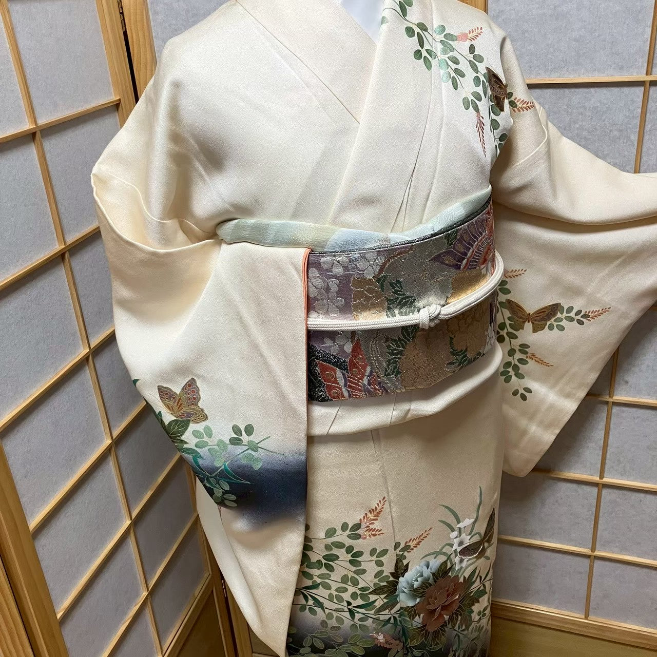 7177# Japanese Kimono Vintage Womens Silk Fabric Robe Kimono only sold