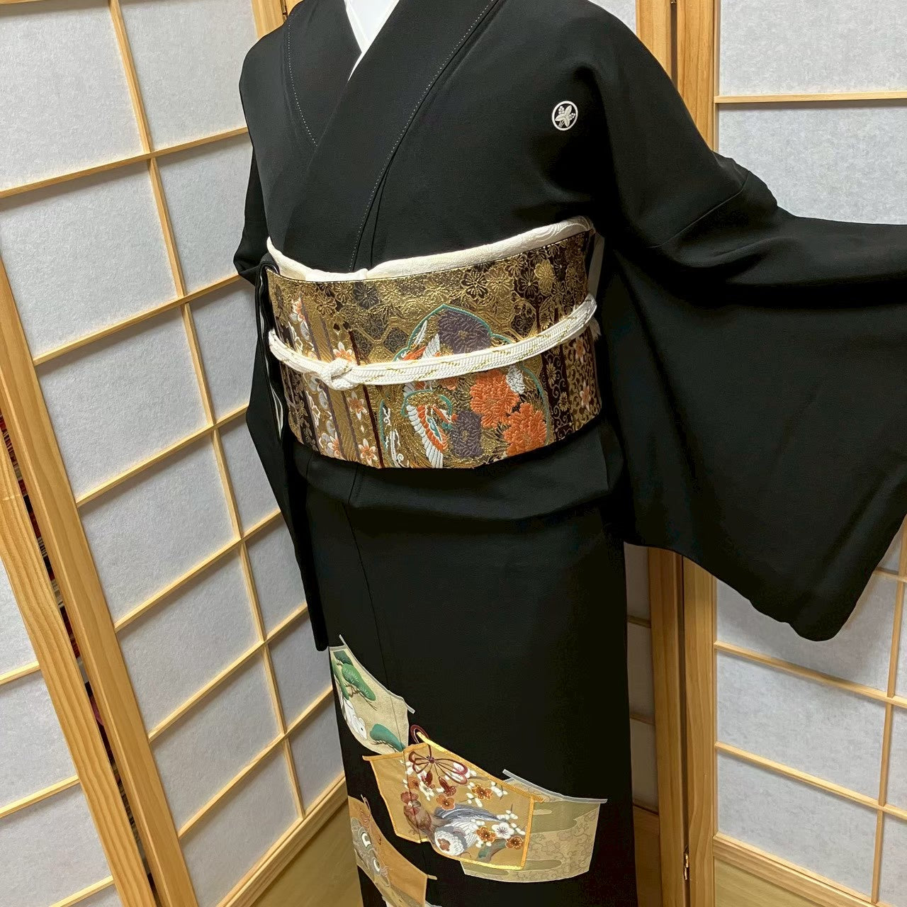 7174# Japanese Tomesode Kimono Vintage Womens Silk Fabric Robe Kimono only sold