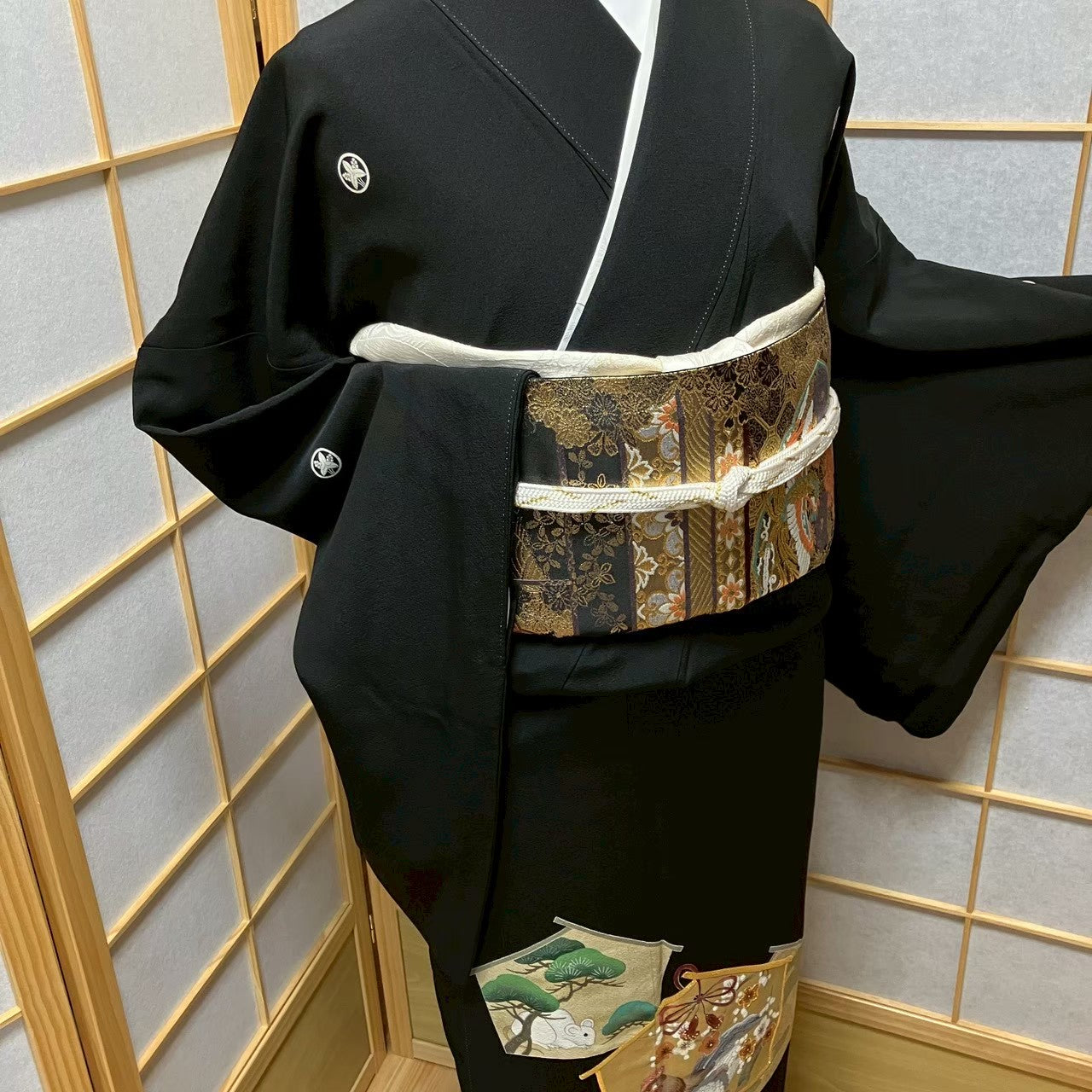 7174# Japanese Tomesode Kimono Vintage Womens Silk Fabric Robe Kimono only sold