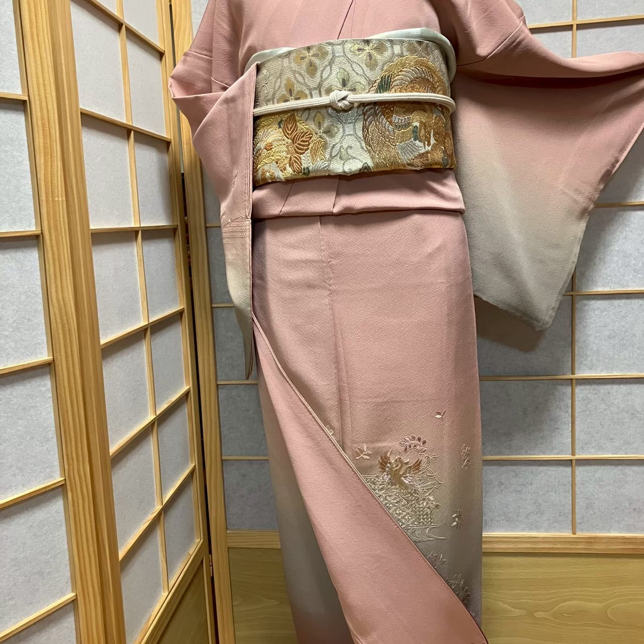 7172# Japanese Kimono Vintage Womens Silk Fabric Robe Kimono only sold