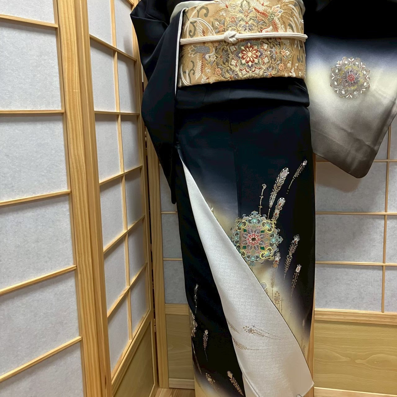 7181# Japanese Kimono Vintage Womens Silk Fabric Robe Kimono only sold