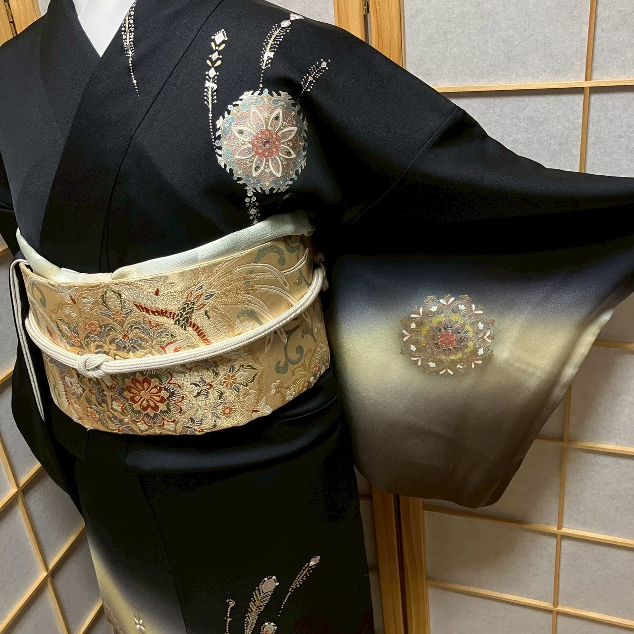 7181# Japanese Kimono Vintage Womens Silk Fabric Robe Kimono only sold