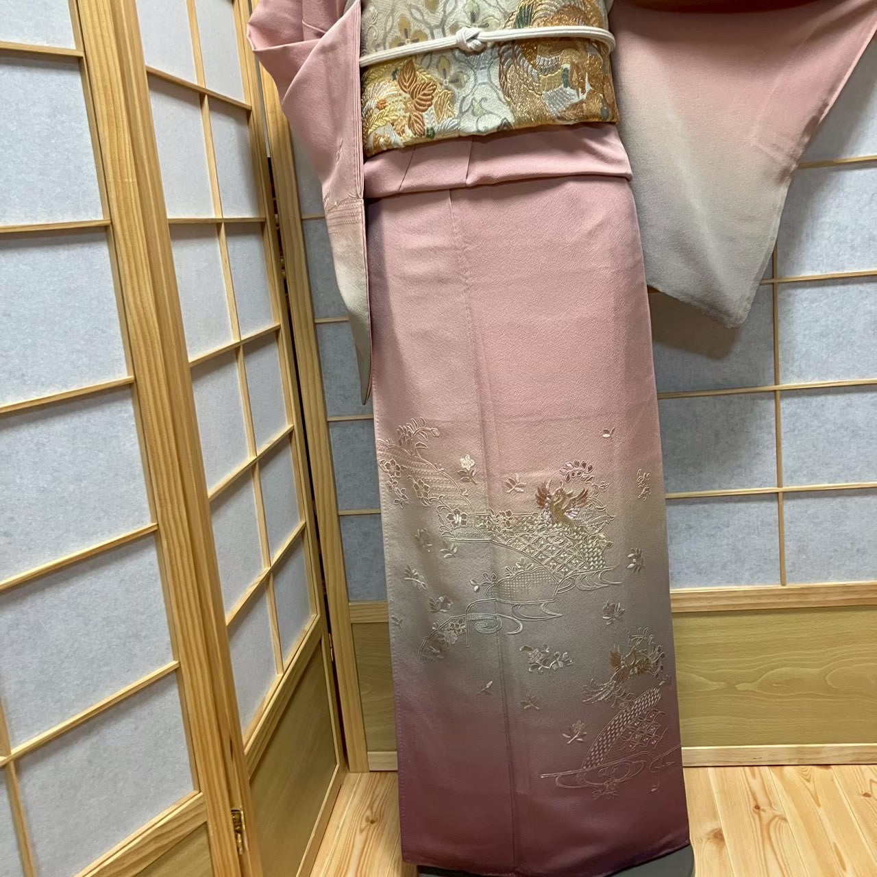 7172# Japanese Kimono Vintage Womens Silk Fabric Robe Kimono only sold