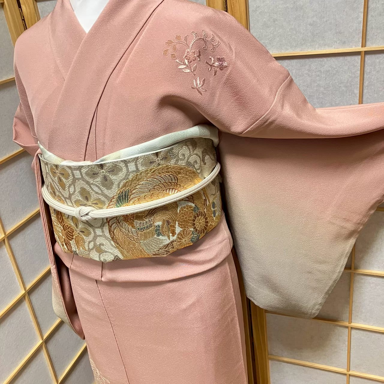 7172# Japanese Kimono Vintage Womens Silk Fabric Robe Kimono only sold