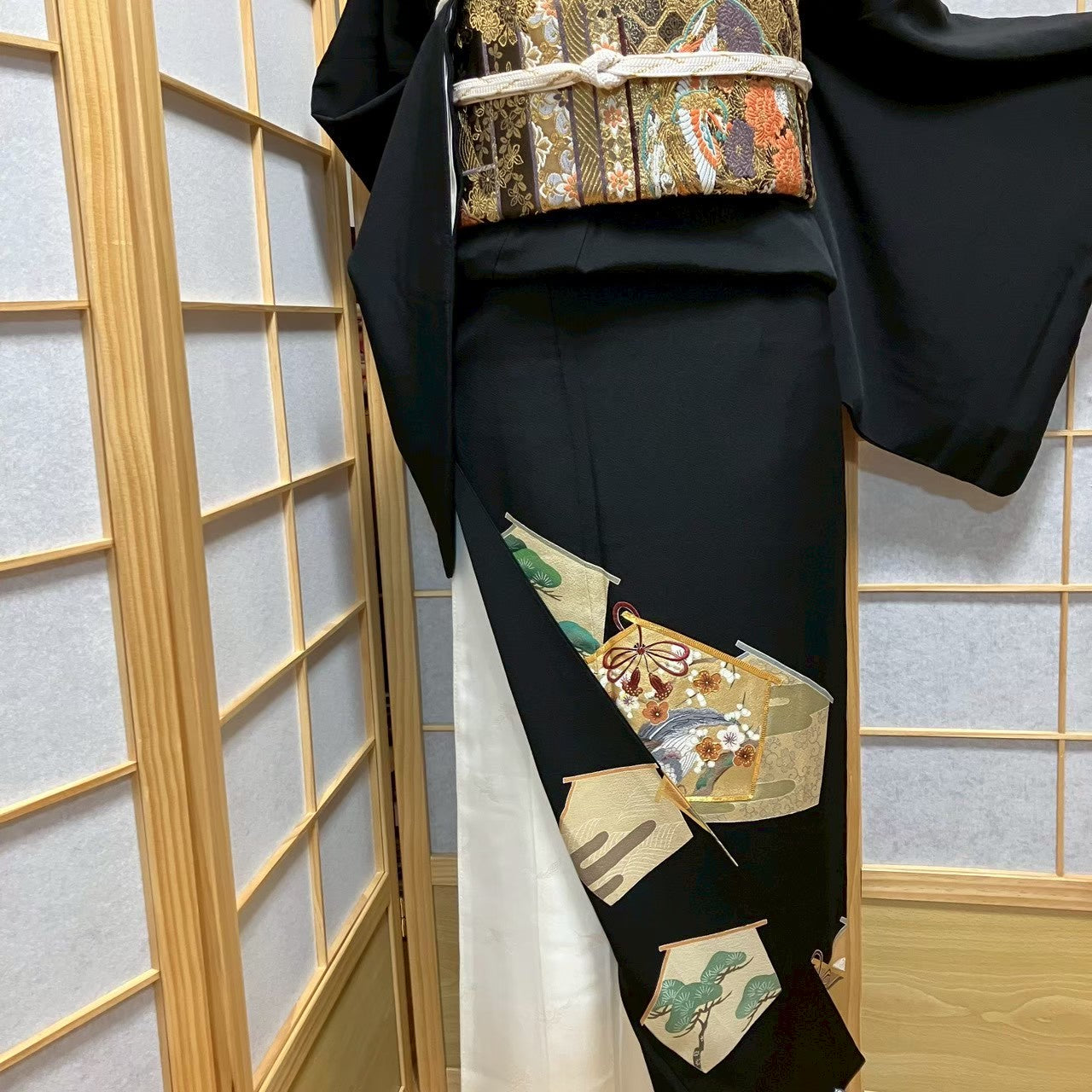 7174# Japanese Tomesode Kimono Vintage Womens Silk Fabric Robe Kimono only sold
