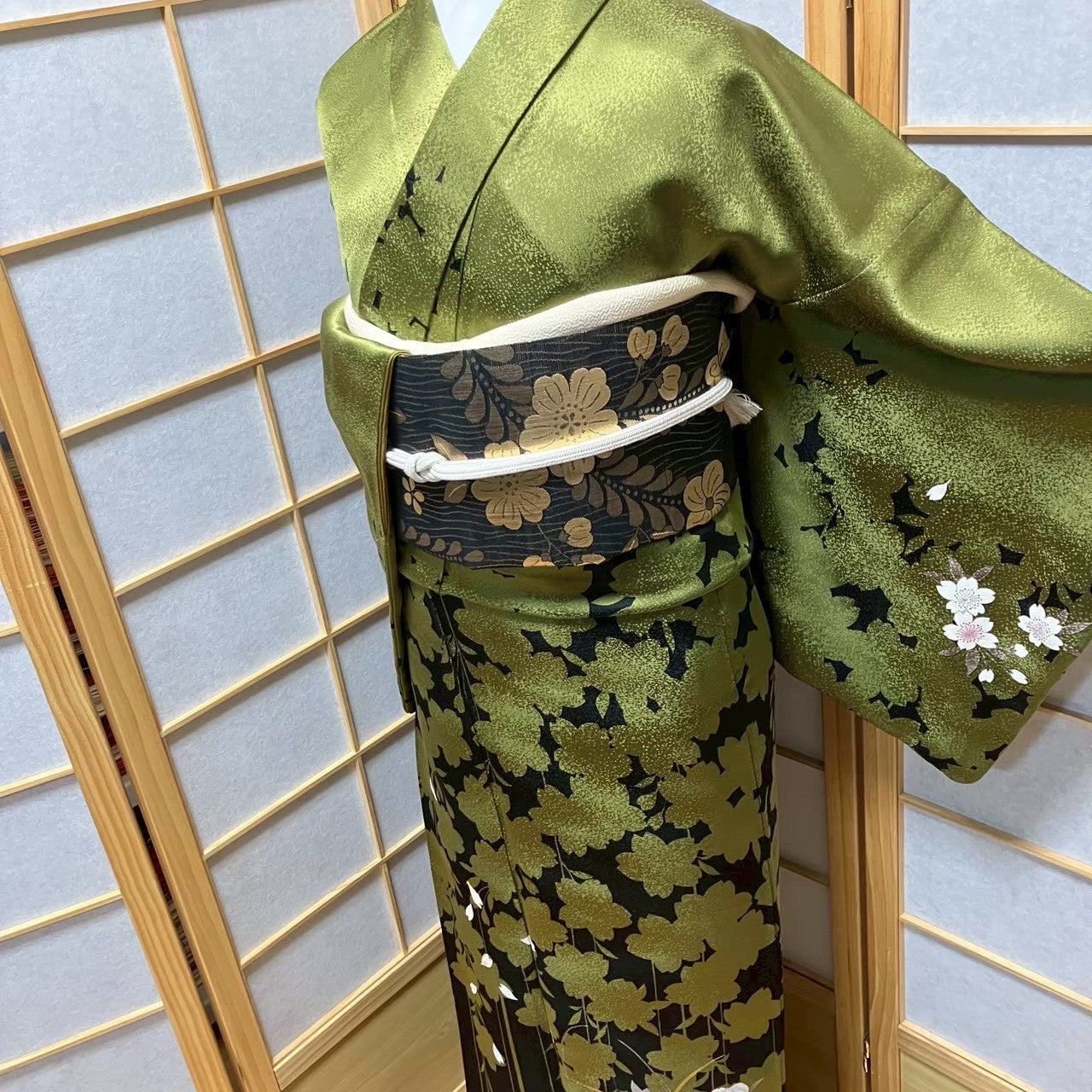 7213# Japanese Kimono Vintage Womens Silk Fabric Robe Kimono only sold