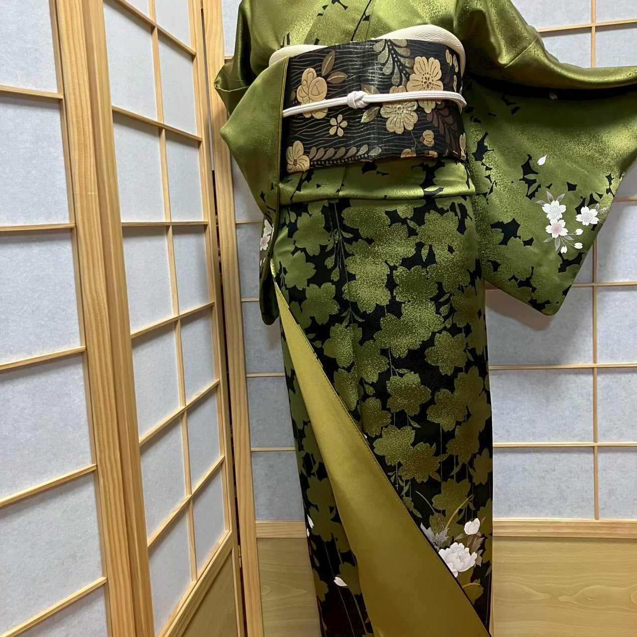 7213# Japanese Kimono Vintage Womens Silk Fabric Robe Kimono only sold