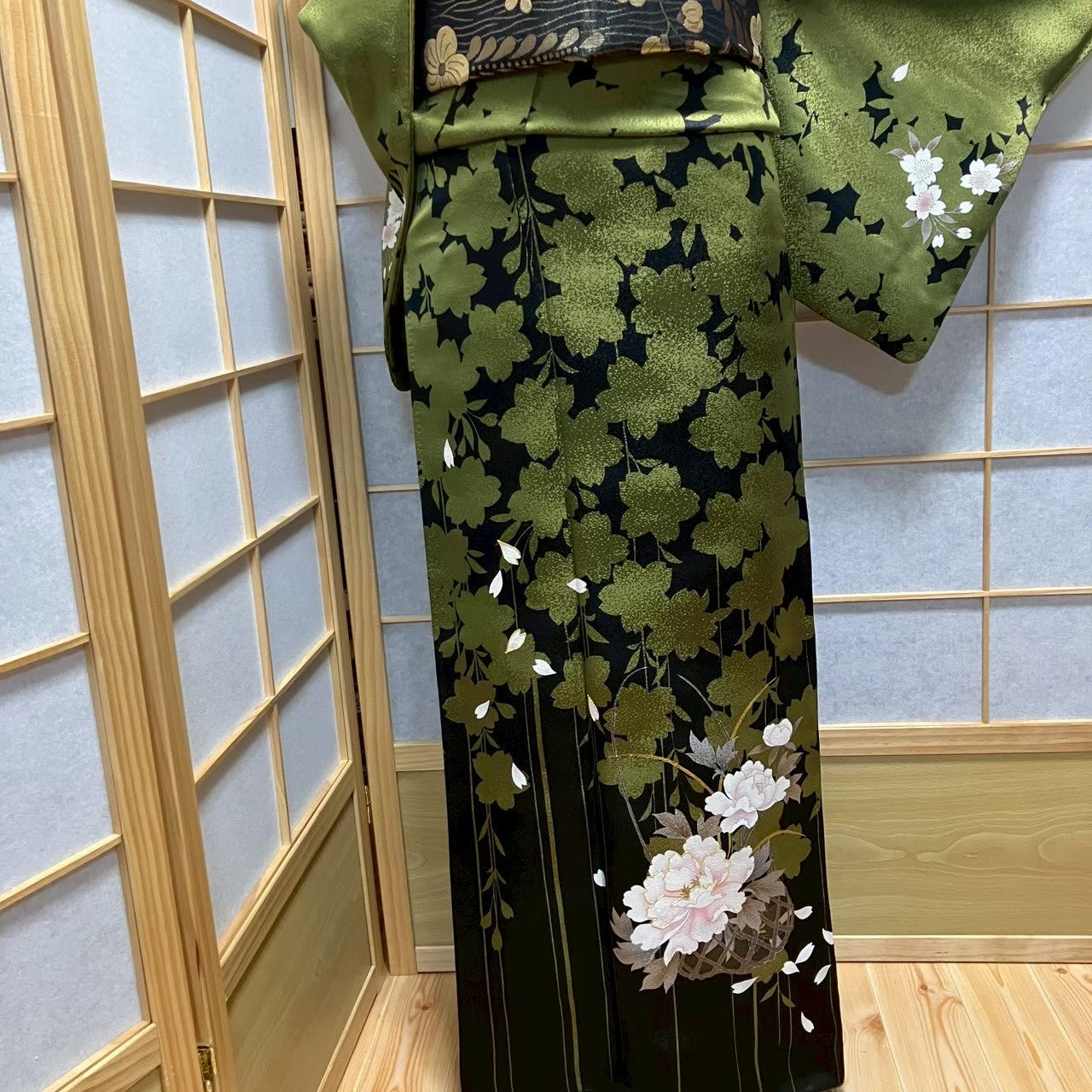 7213# Japanese Kimono Vintage Womens Silk Fabric Robe Kimono only sold