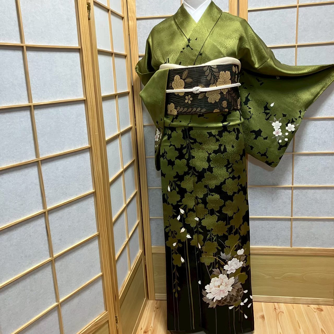 7213# Japanese Kimono Vintage Womens Silk Fabric Robe Kimono only sold