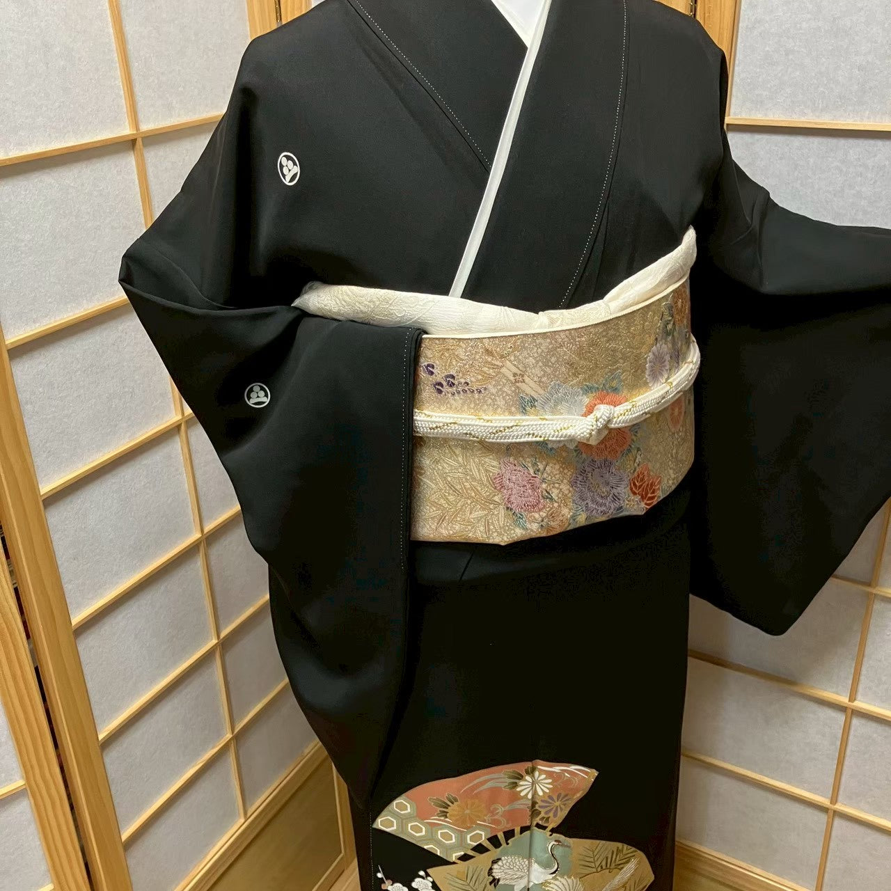 7183# Japanese Tomesode Kimono Vintage Womens Silk Fabric Robe Kimono only sold
